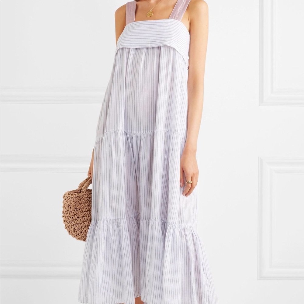 Ulla Johnson Bess Lurex trim Striped Midi Dress